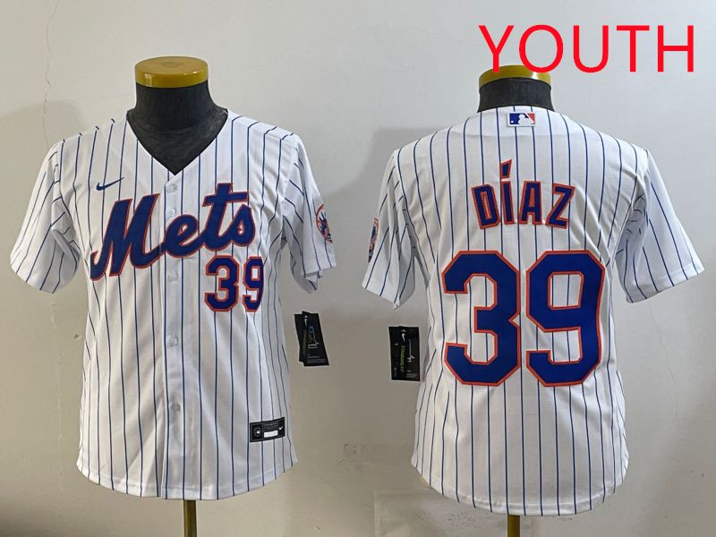 Youth 2025 New York Mets #39 Diaz White Stripe Game Nike MLB Jersey style 10